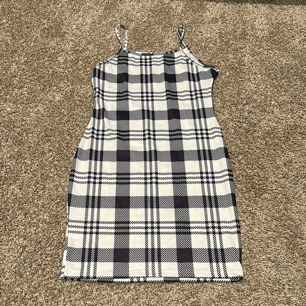 Plaid Black and White Women's Dress